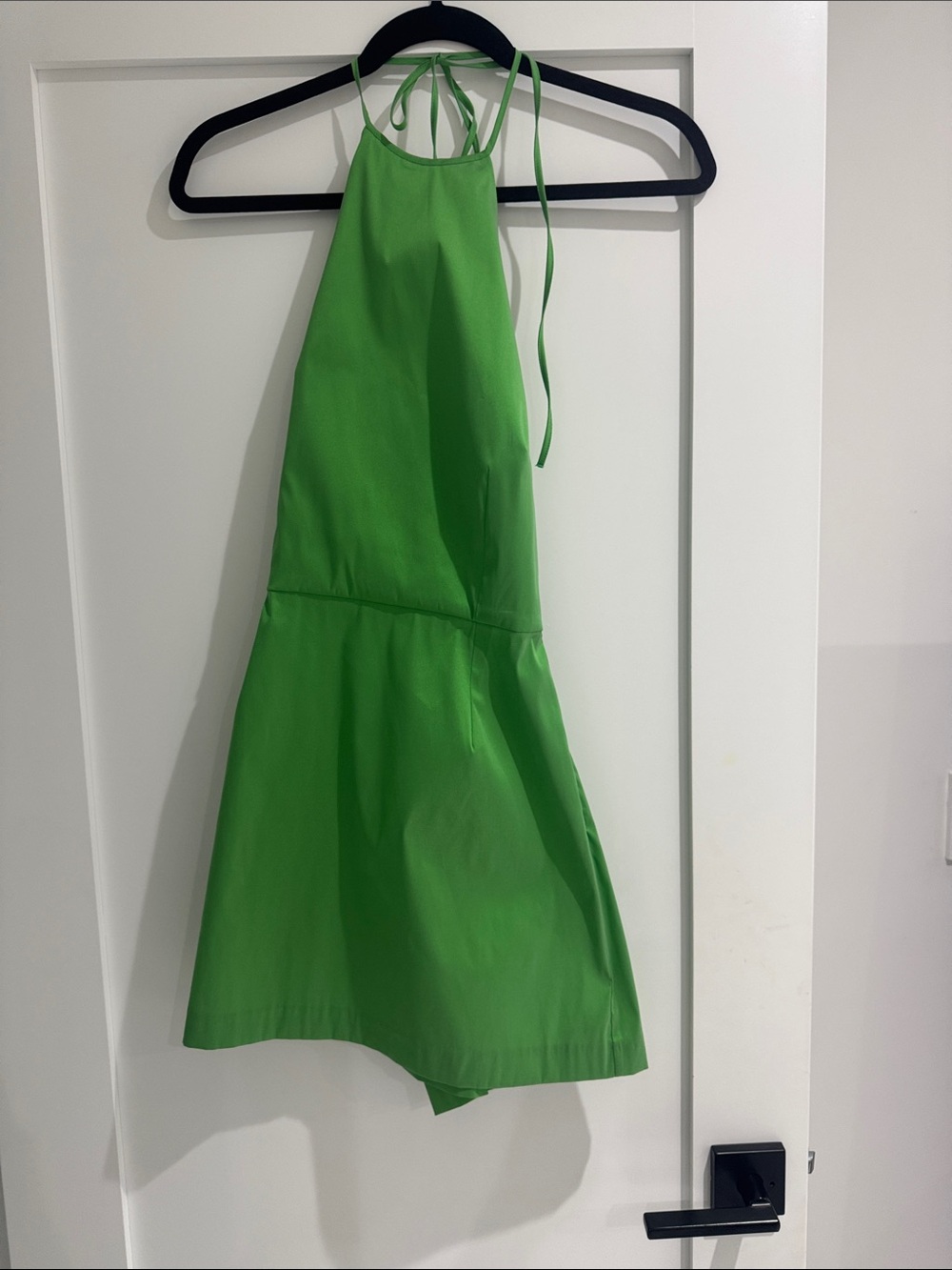 BERNADETTE Grass Green Halter Mini Dress